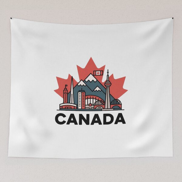 Item preview, Canada Skyline Vintage Travel Decal – Mountains, CN Tower Maple Leaf designed and sold by Paper Drip.