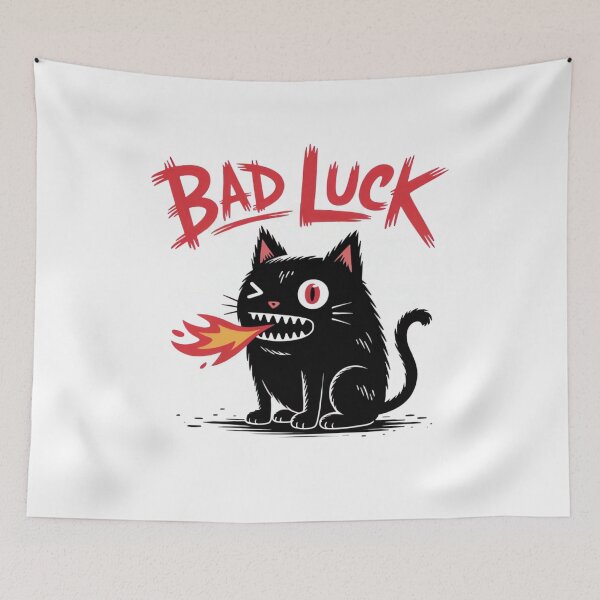 Item preview, Bad Luck Kawaii Punk Cat Monster – Red Flame & One-Eyed DIY Design designed and sold by ARTReMi.
