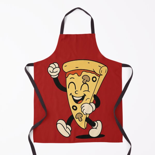 Item preview, Happy Pizza Funghi Slice – Retro Cartoon with Mushrooms and Olives designed and sold by Print-Zoo.
