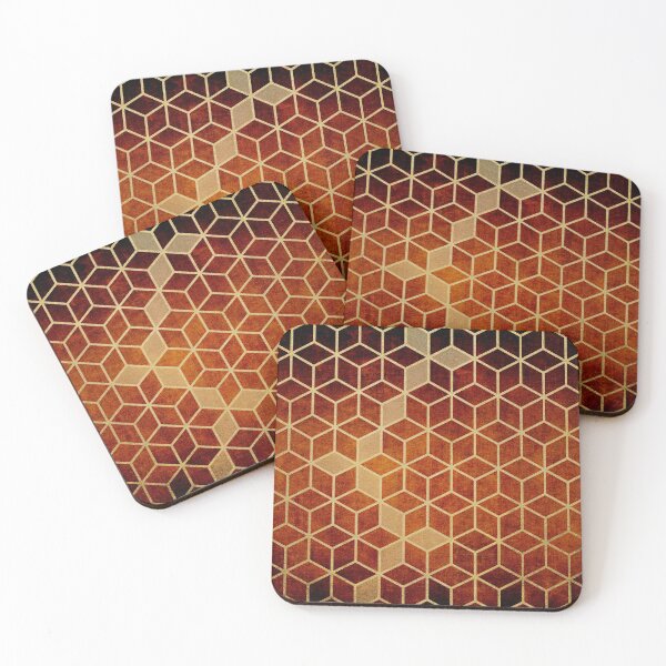 Item preview, Shades Of Orange and Dark Red Cubes Pattern designed and sold by Gypsy  Queen.