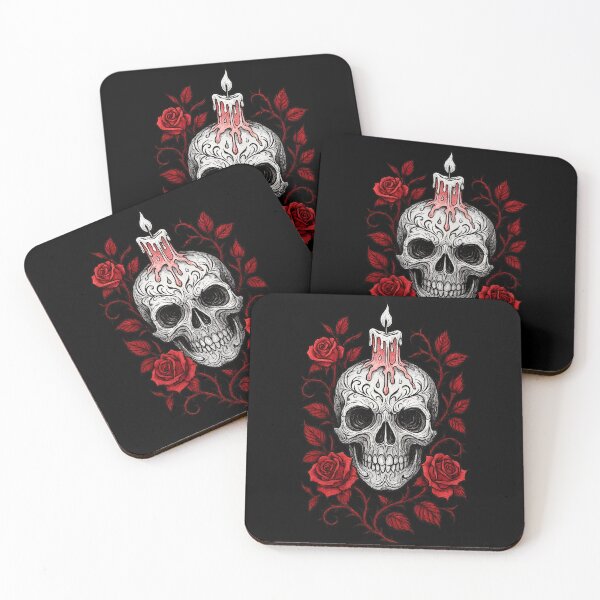 Item preview, Gothic Skull with Roses Candle designed and sold by MysticArtisan.