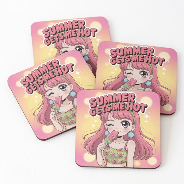 Item preview, Summer Gets Me Hot - Cute & Flirty Anime Girl Sticker designed and sold by Arthoughts.