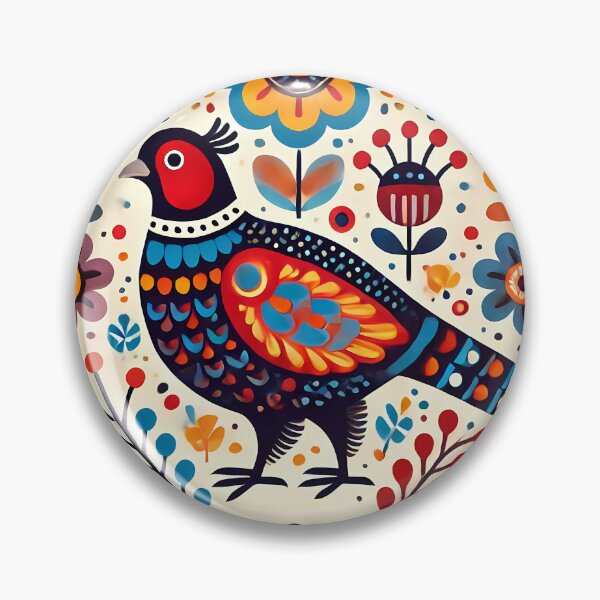 Item preview, Scandinavian Folk Art Colourful Folk Pheasant by heidiannemorris © designed and sold by FOLK ART FUSION by heidiannemorris.