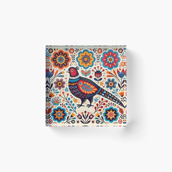 Item preview, Scandinavian Folk Art Colourful Folk Pheasant by heidiannemorris © designed and sold by FOLK ART FUSION by heidiannemorris.
