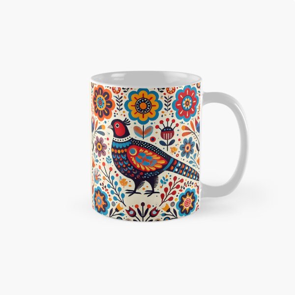 Item preview, Scandinavian Folk Art Colourful Folk Pheasant by heidiannemorris © designed and sold by FOLK ART FUSION.