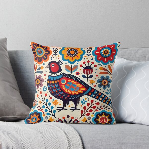 Item preview, Scandinavian Folk Art Colourful Folk Pheasant by heidiannemorris © designed and sold by FOLK ART FUSION by heidiannemorris.