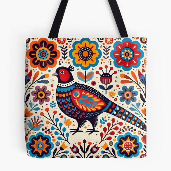 Item preview, Scandinavian Folk Art Colourful Folk Pheasant by heidiannemorris © designed and sold by FOLK ART FUSION.