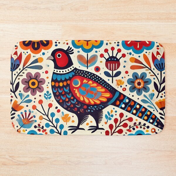 Item preview, Scandinavian Folk Art Colourful Folk Pheasant by heidiannemorris © designed and sold by FOLK ART FUSION by heidiannemorris.