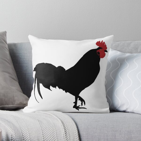 Black Rooster Throw Pillow