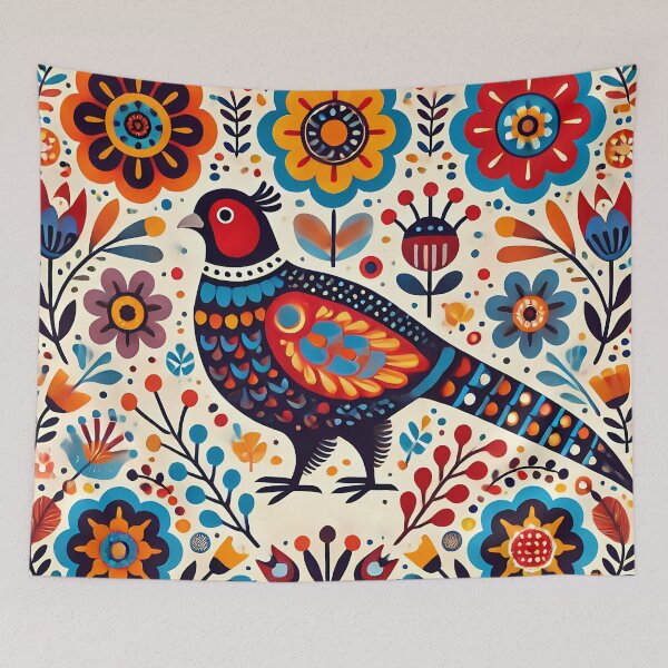 Item preview, Scandinavian Folk Art Colourful Folk Pheasant by heidiannemorris © designed and sold by FOLK ART FUSION by heidiannemorris.