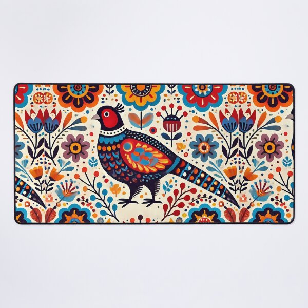 Item preview, Scandinavian Folk Art Colourful Folk Pheasant by heidiannemorris © designed and sold by FOLK ART FUSION by heidiannemorris.