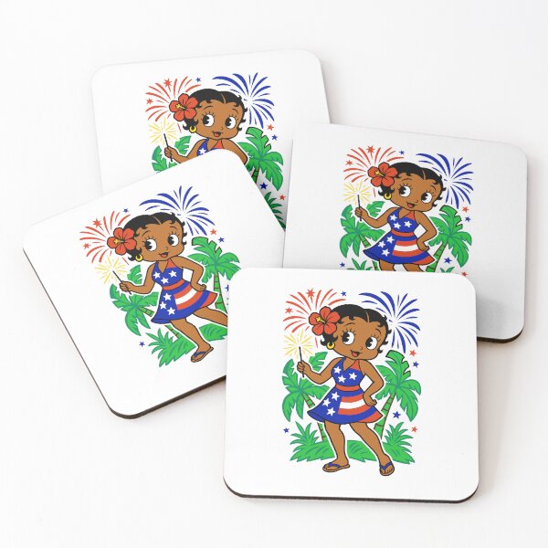 Item preview, 4th of July Betty Boop Inspired Island Girl – Fireworks & Palm Trees Graphic designed and sold by Artbyminga.