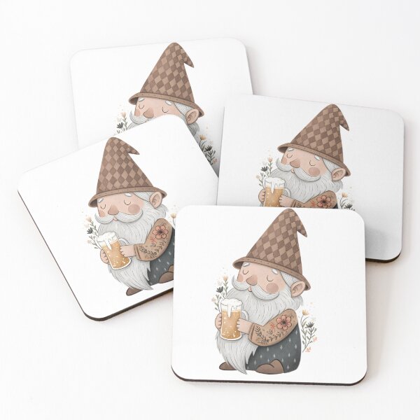 Item preview, Cheerful Gnome with Beer: A whimsical illustration of a gnome enjoying a frothy mug of beer. His tattooed arm and contented expression add a touch of modern charm to this folk character. designed and sold by Marimurmurprint.