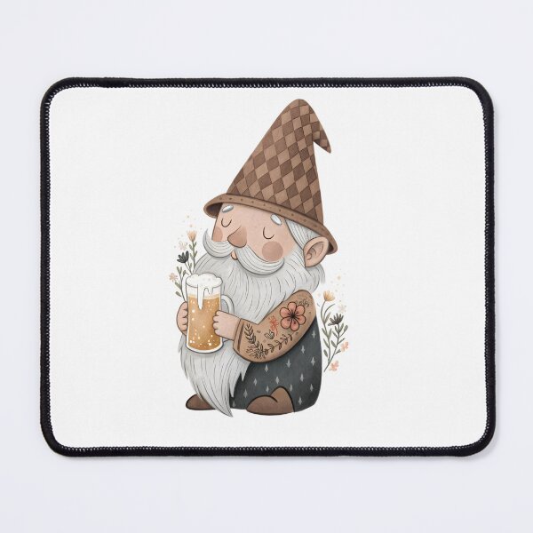 Item preview, Cheerful Gnome with Beer: A whimsical illustration of a gnome enjoying a frothy mug of beer. His tattooed arm and contented expression add a touch of modern charm to this folk character. designed and sold by Marimurmurprint.