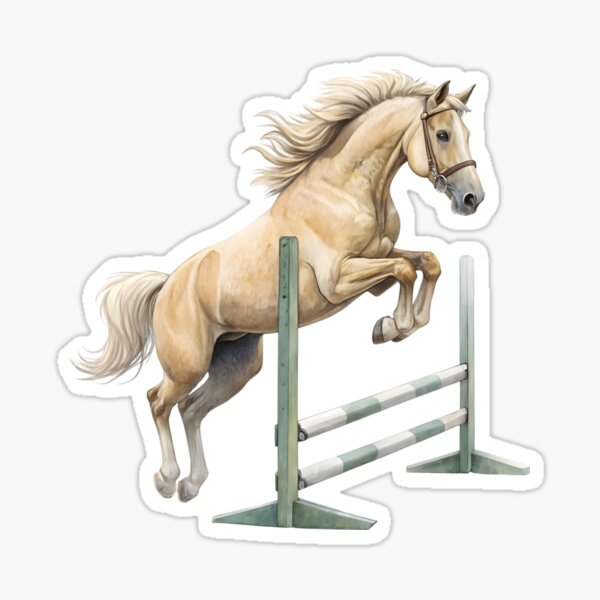 Aperçu de l'œuvre Cheval de couleur claire sautant par-dessus un obstacle, fichier PNG transparent créée et vendue par Marimurmurprint.