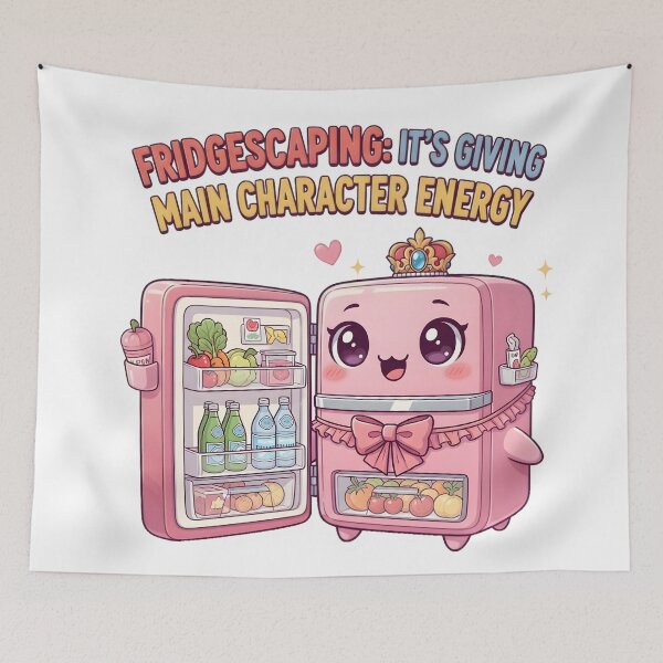 Item preview, Fridgescaping: It’s Giving Main Character Energy – Kawaii Pink Fridge Digital Art designed and sold by AnnDesignStudio.