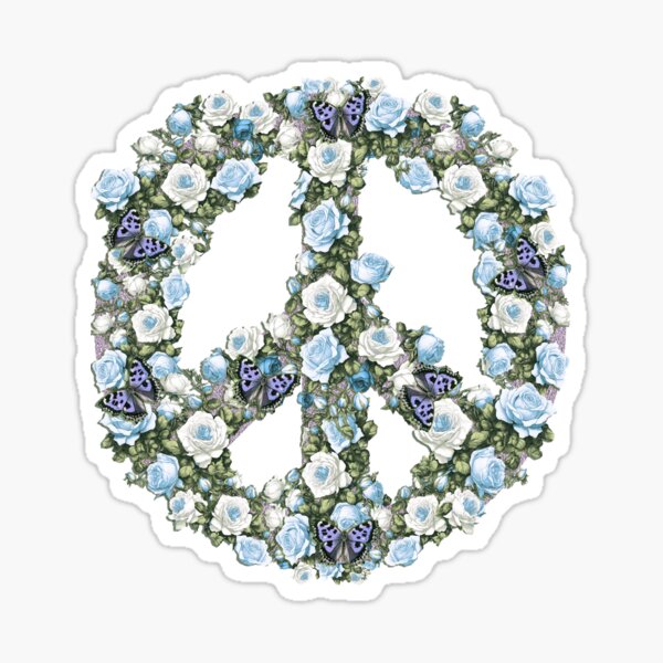 Vintage Blue Rose Peace Sticker