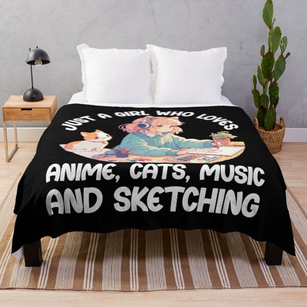 Item preview, Just A Girl Who Loves Anime Cats Music And Sketching. Anime Lover designed and sold by ahmed2751989.