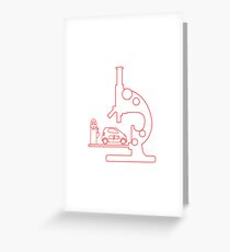 Microscope, electric car, charging station. Greeting Card