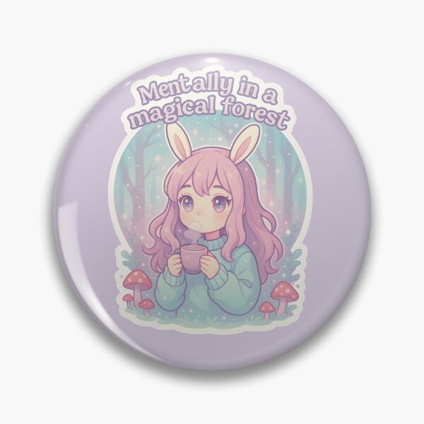 Artikelvorschau, Geistig in einem Zauberwald – Kawaii Bunny Girl in Pastell Enchanted Woods entworfen und verkauft von pinkFrogInSpace.