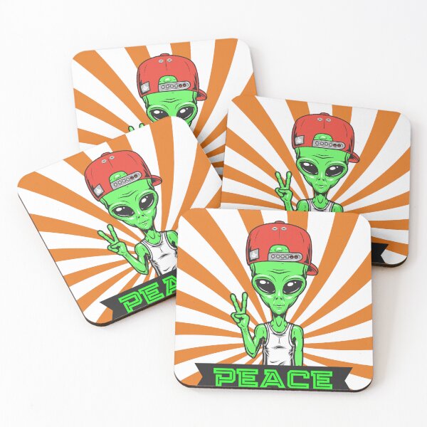 Item preview, Cool Funny Green Alien with Peace Sign - UFO street style designed and sold by Cosmic Unit.