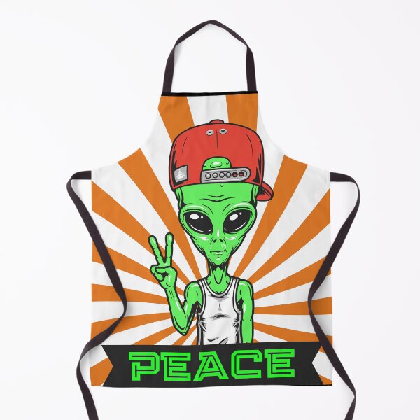 Item preview, Cool Funny Green Alien with Peace Sign - UFO street style designed and sold by Cosmic Unit.