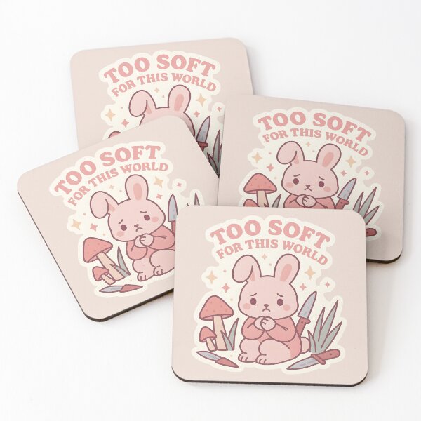 Item preview, Too Soft for This World – Kawaii Bunny with Anxiety Aesthetic designed and sold by pinkFrogInSpace.