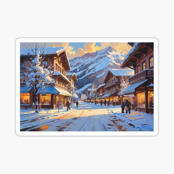 Item preview, Cozy Ski Town Sunset designed and sold by MakersMinds.