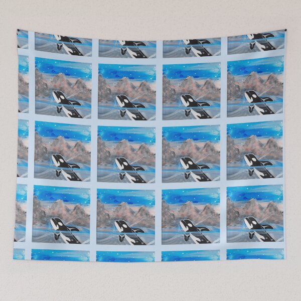 Item preview, Killer Whale Art Print – Pacific Northwest Summer Mountains | Whale Lover Gift | T-Shirt, Mug, Tote Bag designed and sold by vwalterson.