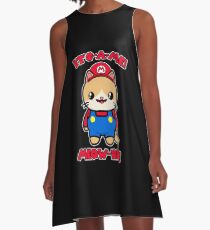 Cat Cute Funny Kawaii Mario Parody A-Line Dress