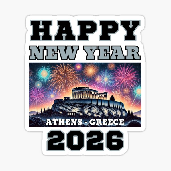 Item preview, Happy New Year 2026 - Athens - Grey Edition designed and sold by Manic Merch Designs.