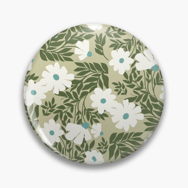 Item preview, Modern Floral, Daisy Meadow in Sage Green Turquoise and Cream designed and sold by Terri Conrad.