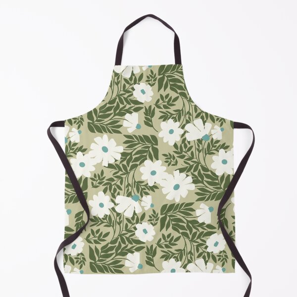 Item preview, Modern Floral, Daisy Meadow in Sage Green Turquoise and Cream designed and sold by Terri Conrad.