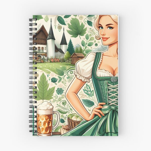 Item preview, Blonde Dirndl Girl in Green Dress – Bavarian Countryside Beer Fest Art designed and sold by EmeraldeaArt.