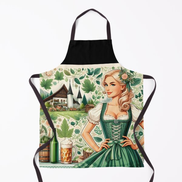 Item preview, Blonde Dirndl Girl in Green Dress – Bavarian Countryside Beer Fest Art designed and sold by EmeraldeaArt.