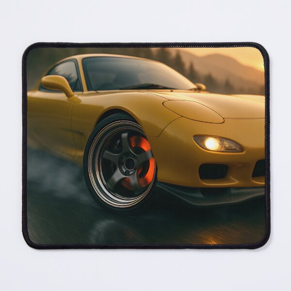 Item preview, Sunset Mazda RX‑7 Drift – Low‑Angle JDM Wheel Close‑Up designed and sold by PosterFuel.