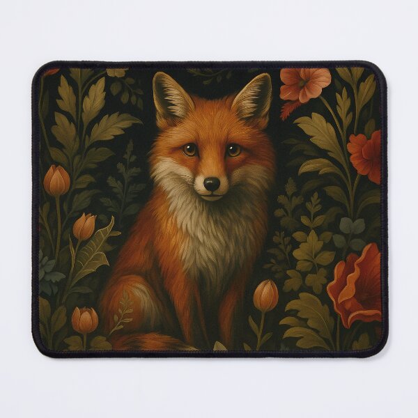 Item preview, Red fox and flowers - vintage woodland aesthetic forest animals designed and sold by Fantasy Cache.