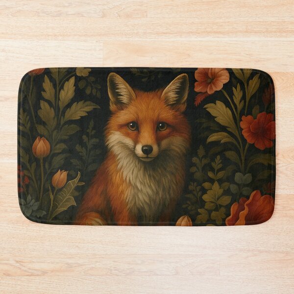 Item preview, Red fox and flowers - vintage woodland aesthetic forest animals designed and sold by Fantasy Cache.