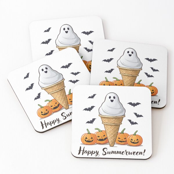 Item preview, ¡Feliz verano! - Cono de helado fantasma con calabazas designed and sold by ScribbL-ScrabbL.