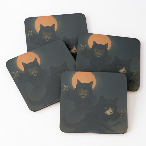 Item preview, Moonlit Ninja Cats — Stealth Attack Under the Full Moon designed and sold by Zen Cat Studio.