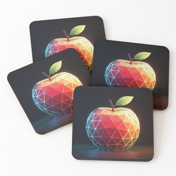 Item preview, Luminous geometric apple, vibrant colors, dark background designed and sold by elkuni.