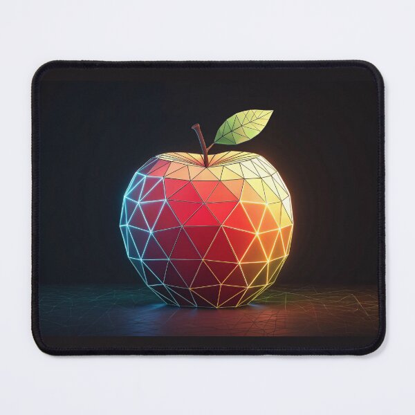 Item preview, Luminous geometric apple, vibrant colors, dark background designed and sold by elkuni.