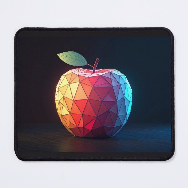 Item preview, Luminous geometric apple, vibrant colors, dark background designed and sold by elkuni.