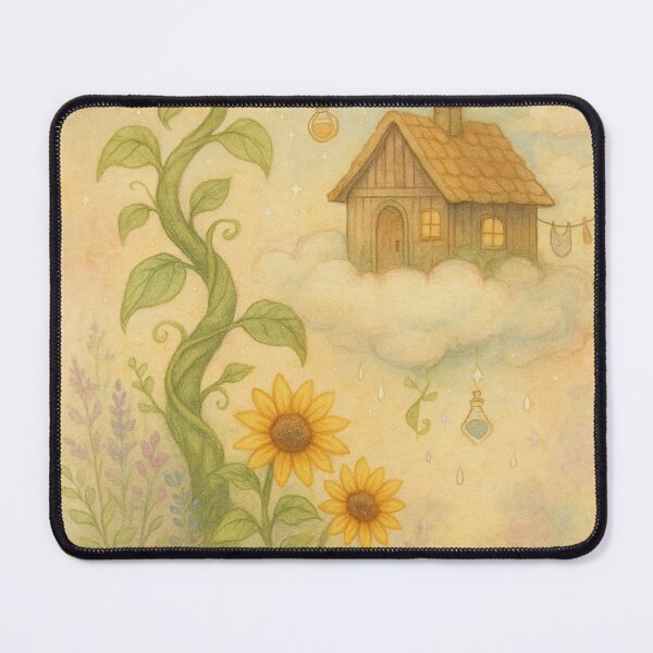 Item preview, Beanstalk to the Clouds – Cozy Cottagecore Dreamscape with Sunflowers designed and sold by MoonMommaMagic.