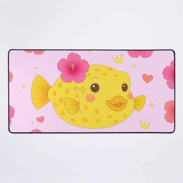 Item preview, Yellow Boxfish and Hibiscus - Pink designed and sold by HIMEKARI.