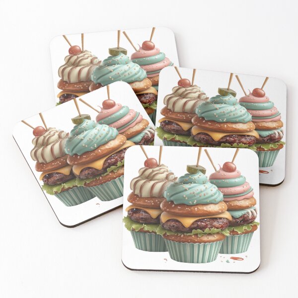 Item preview, Burger Cupcake Mashup – Whimsical Food Art Illustration designed and sold by Jonaree Art Design.