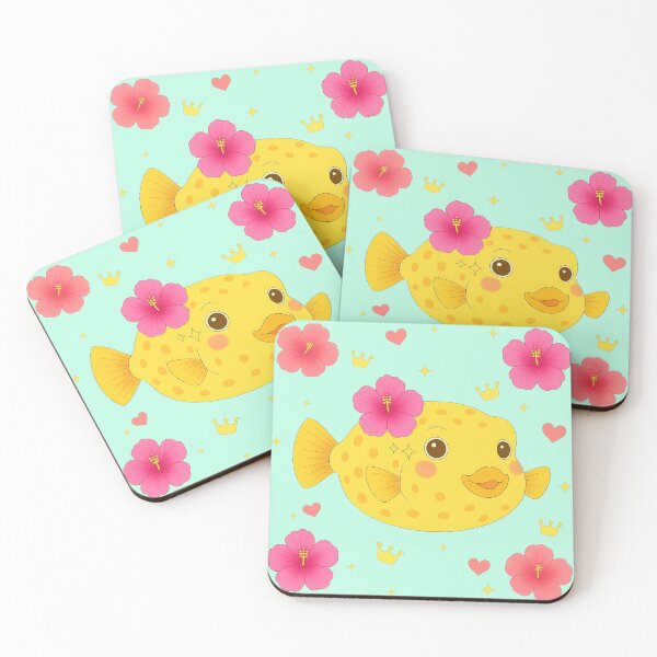 Item preview, Yellow Boxfish and Hibiscus - Green designed and sold by HIMEKARI.