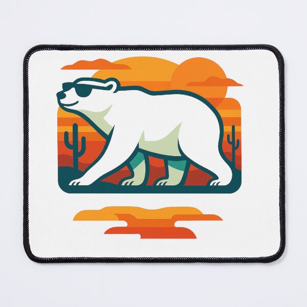 Item preview, Polar Bear with sunglasses walking at sunset in the desert designed and sold by Andykinoz.
