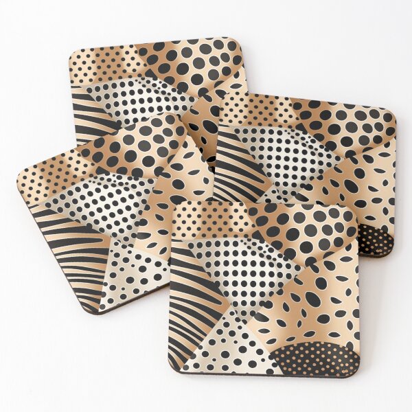 Item preview, Safari Patchwork Pattern with Dots and Stripes in Neutral Tones designed and sold by PaintbrushPlace.