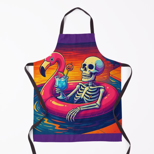 Item preview, Sippin’ into Summerween – Skeleton on a Flamingo Float with Frozen Cocktails designed and sold by ElemUnlocked.